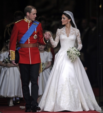 Catalina de Cambridge y Guillermo de Inglaterra, en su boda real
