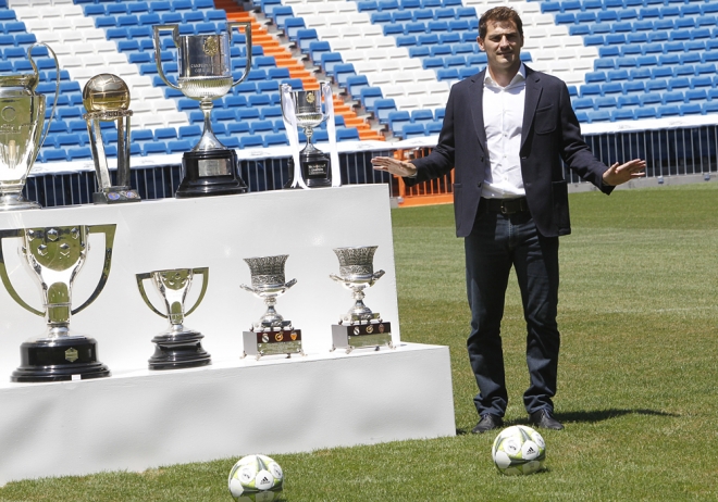 Iker Casillas, en su homenaje en el Santiago Bernabéu