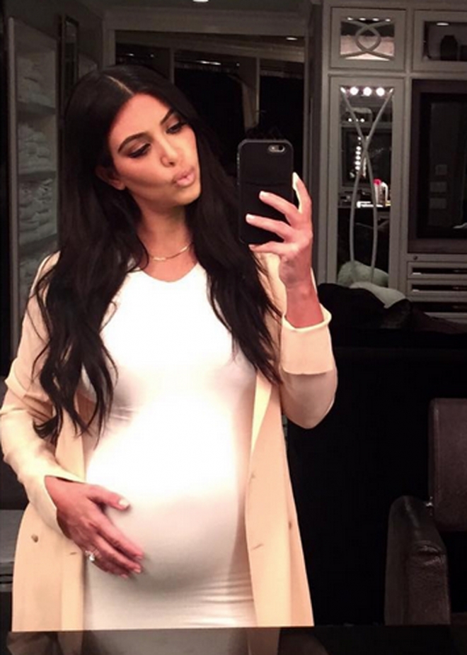 El look de Kim Kardashian, embarazada de su segundo hijo