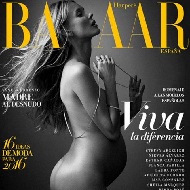 Vanesa Lorenzo desnuda: un embarazo en Harper's Bazaar