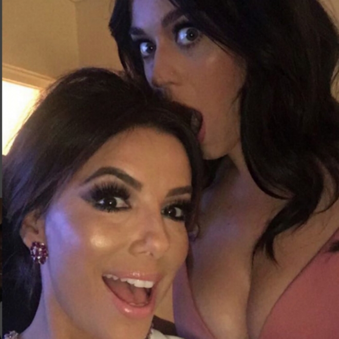 Globos de Oro 2016: Eva Longoria y su amiga Katy Perry