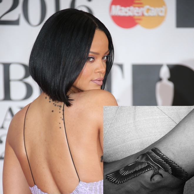 Tatuajes en el tobillo: El halcón egipcio de Rihanna