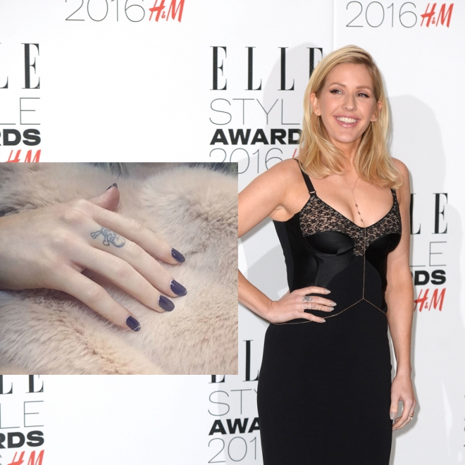 Tatuajes en los dedos: la calavera de Ellie Goulding