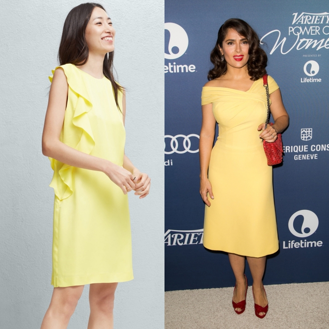 Vestidos para una comunión: la opción amarillo de Salma Hayek