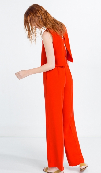 Monos largos para bodas: jumpsuit rojo de ZARA