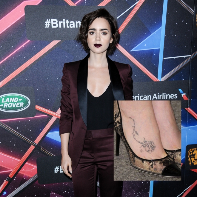 Tatuajes en el empeine: la rosa de Lily Collins