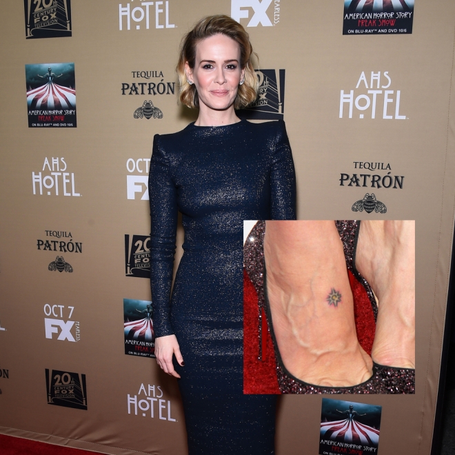 Tatuajes en el empeine: el tattoo de Sarah Paulson