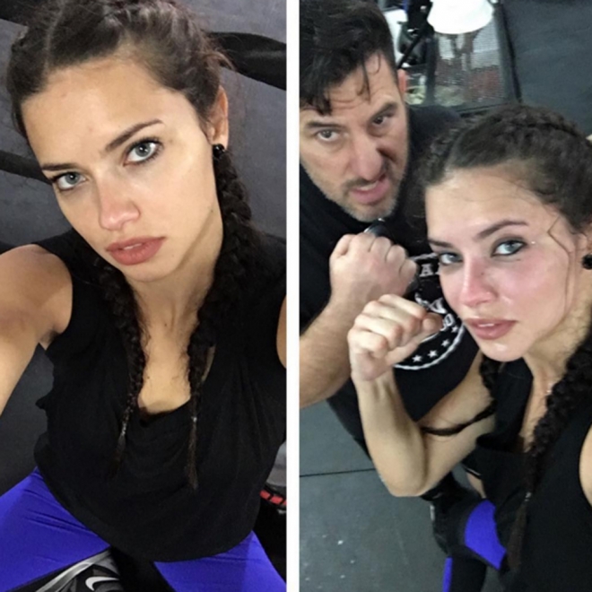 Las boxer braids de Adriana Lima para entrenar