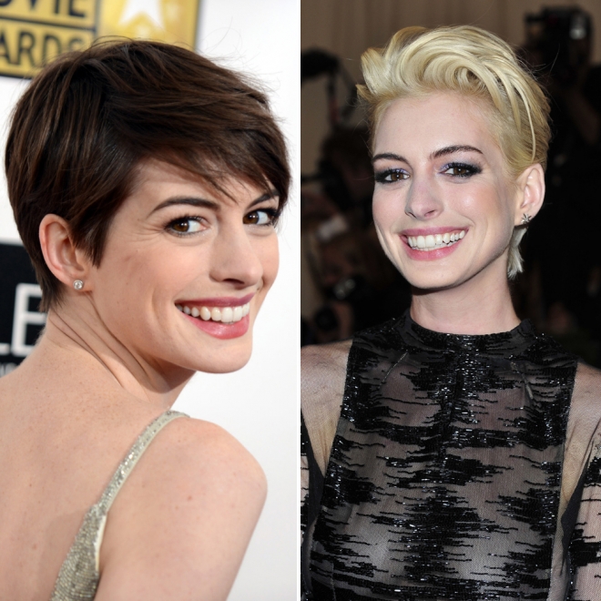 Cambios de looks famosas: Anne Hathaway, di NO al rubio