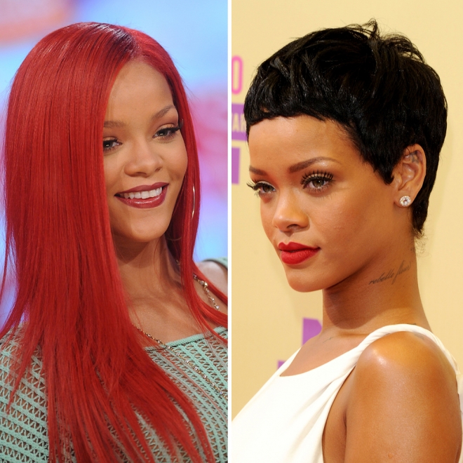 Cambios de looks de famosas: Rihanna y sus peinados