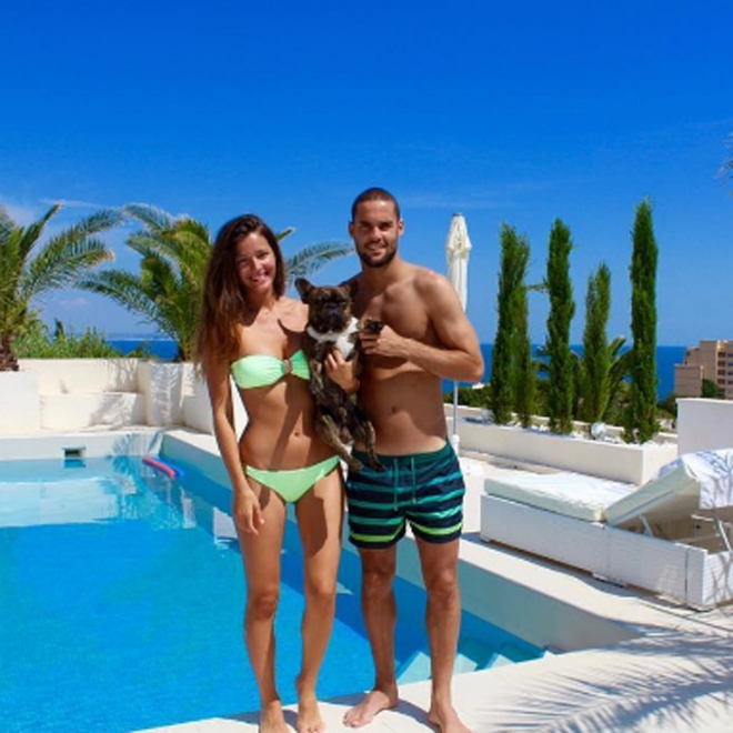 Malena Costa con Mario Suárez y Roco, su primer bebé