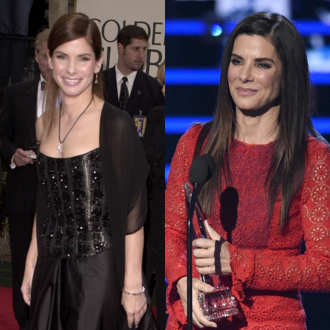 Famosos que no envejecen: Sandra Bullock, joven en 2001 e igual en 2016