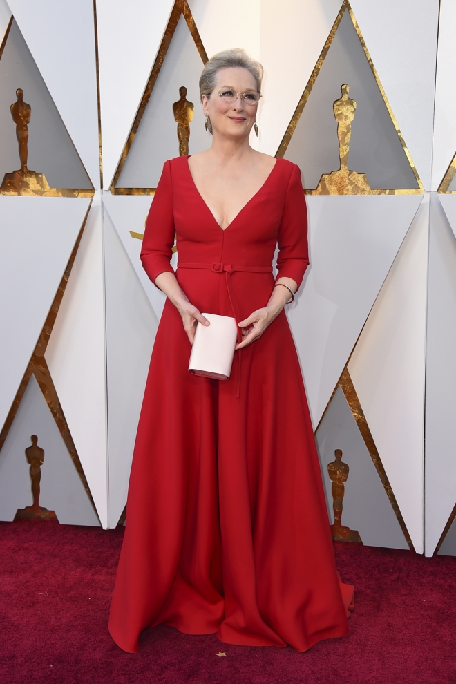 Meryl Streep, de rojo en los Oscars 2018