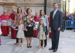 La Familia Real española en la misa de Pascua en Palma de Mallorca