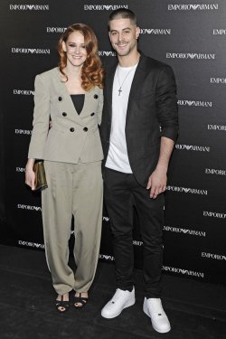 Luis Fernández y Ana Polvorosa en la inauguración de la tienda Emporio Armani en Madrid