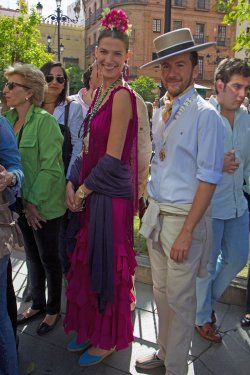 La modelo Laura Sánchez en la Romería del Rocío 2013