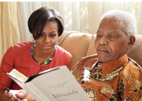 Nelson Mandela, con Michelle Obama