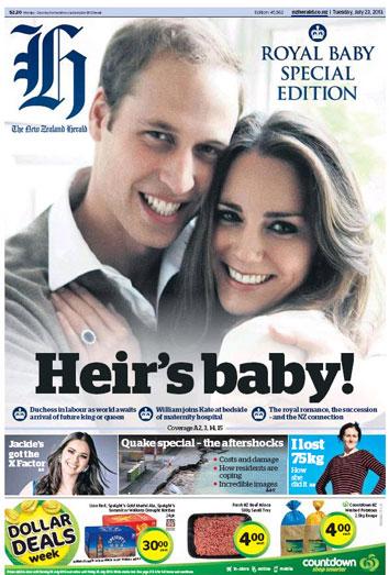 La noticia del nacimiento del hijo de los duques de Cambridge acapara las portadas de la prensa internacional