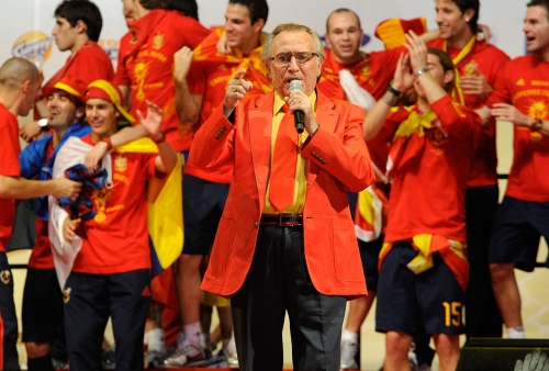 Manolo Escobar durante la celebración de la Copa del Mundo de Fútbol