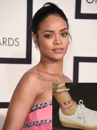 Rihanna y otras famosas con tatuajes en el tobillo