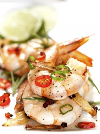 Langostinos con salsa aromática