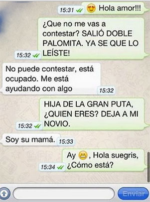 Conversaciones de WhatsApp de novias obsesivas. 