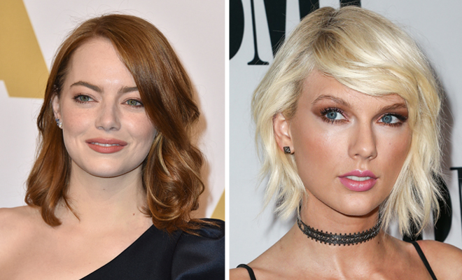 Emma Stone y Taylor Swift, wavy bob Emma Stone y Taylor Swift, wavy bob