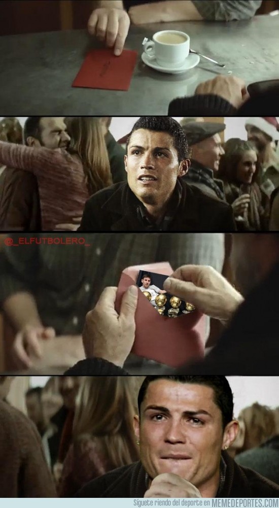 Meme de CR7 con lotería de navidad de Messi