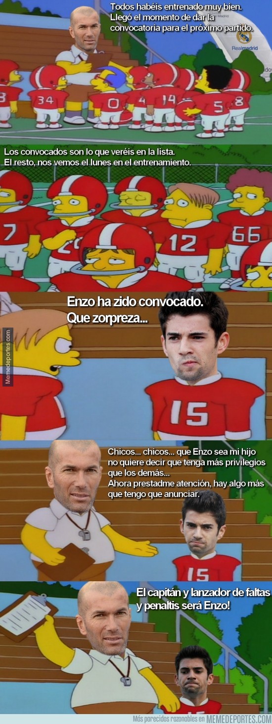 Meme estilo simpson del debut de Enzo Zidane