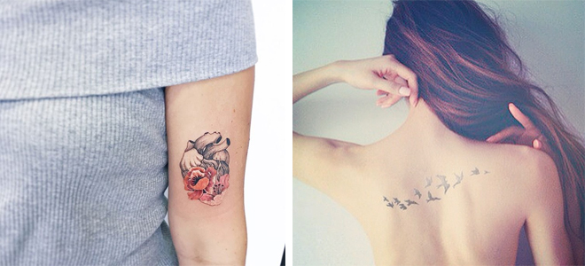 Tatuaje de corazón y pajaros Tatuaje de corazón y pajaros
