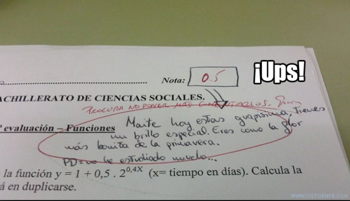 Mensaje de amor en examen Mensaje de amor en examen