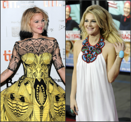 Los peinados de la actriz Drew Barrymore. 