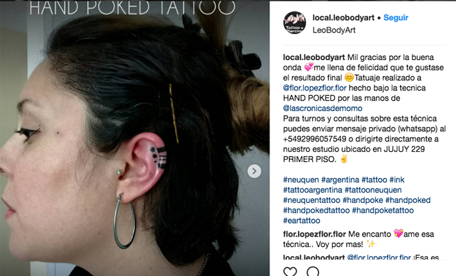 Tatuaje hélix rayas y puntos