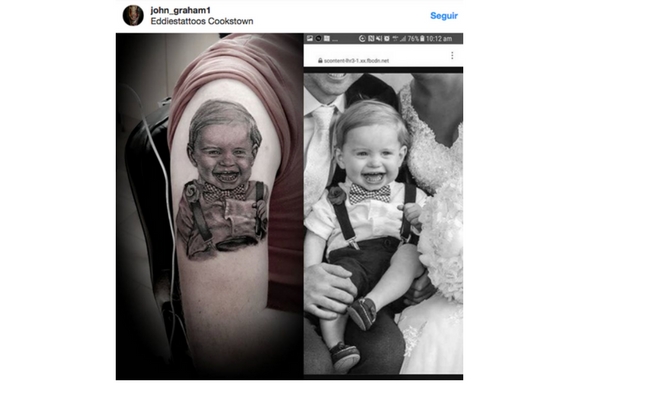 tatuaje en honor a los hijos con retrato tatuaje en honor a los hijos con retrato