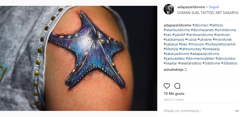218171-3d tatuaje de estrella de mar en 3D