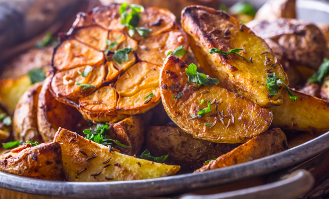 Recetas de entrantes y aperitivos para Navidad: patatas al estilo de Rin