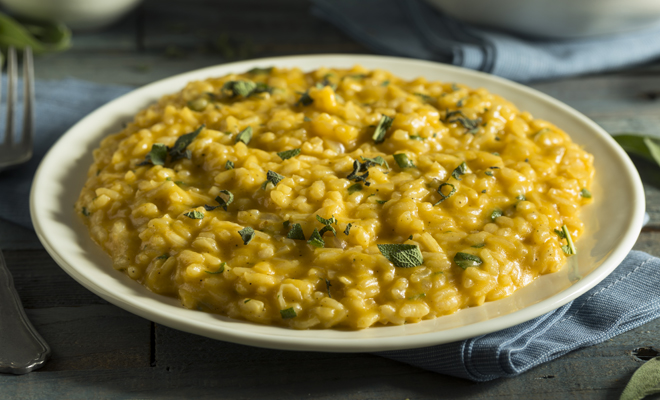 Recetas de primeros platos para Navidad: risotto de calabaza