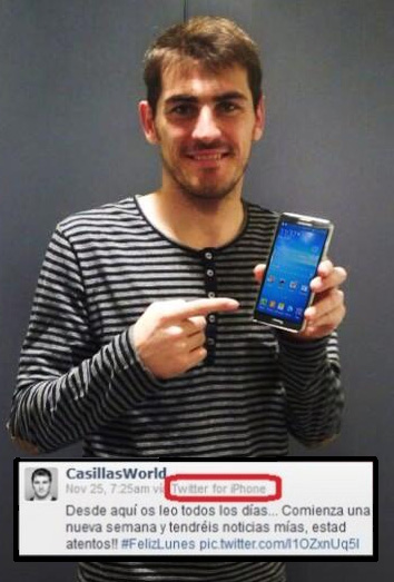 Casillas mete la pata en twitter