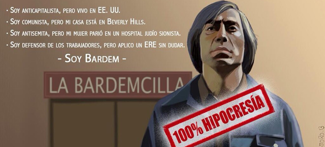 La imagen de Borja Montoro criticando las palabras de Javier Bardem. La imagen de Borja Montoro criticando las palabras de Javier Bardem.