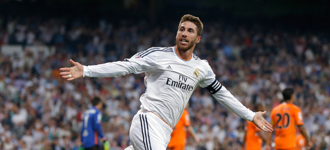 Sergio Ramos celebrando un gol. Sergio Ramos celebrando un gol.