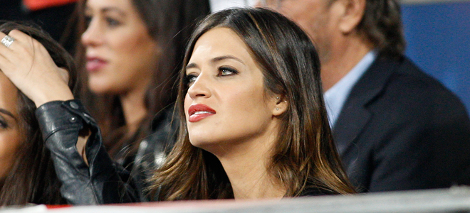 Sara Carbonero, en las gradas del Santiago Bernabéu.