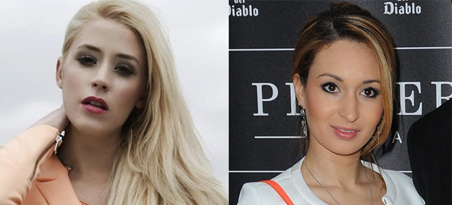 Lala Gadea, novia de Higuaín, y Bouchra, novia de Van Persie. Lala Gadea, novia de Higuaín, y Bouchra, novia de Van Persie.