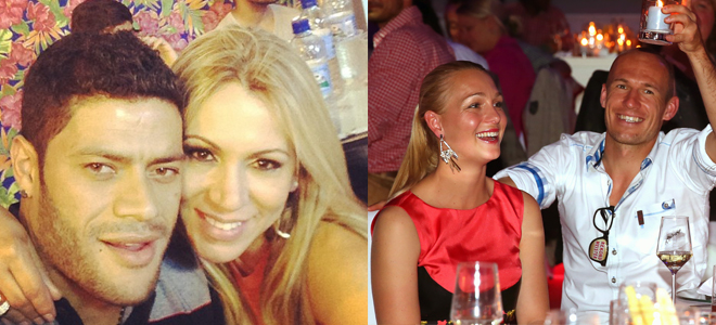 Hulk y Robben, con sus respectivas mujeres. Hulk y Robben, con sus respectivas mujeres.