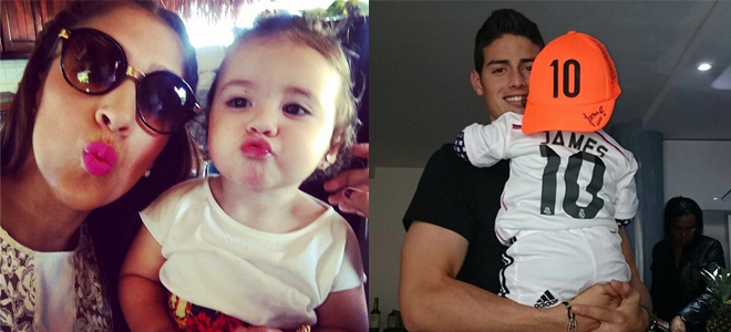 Daniela Ospina y James Rodríguez, con su hija Salomé Daniela Ospina y James Rodríguez, con su hija Salomé