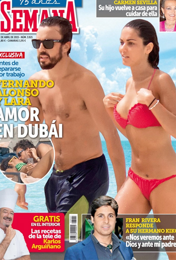 Fernando Alonso y Lara Álvarez, despedida en Dubai