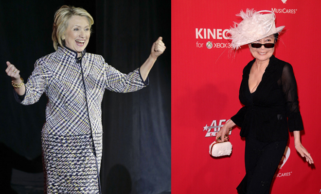 Yoko Ono y Hillary Clinton