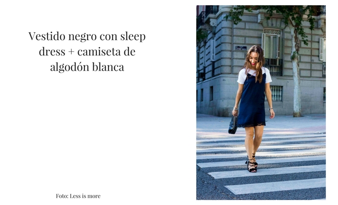 Vestido negro con sleep dress + camiseta de algodón blanca Vestido negro con sleep dress + camiseta de algodón blanca